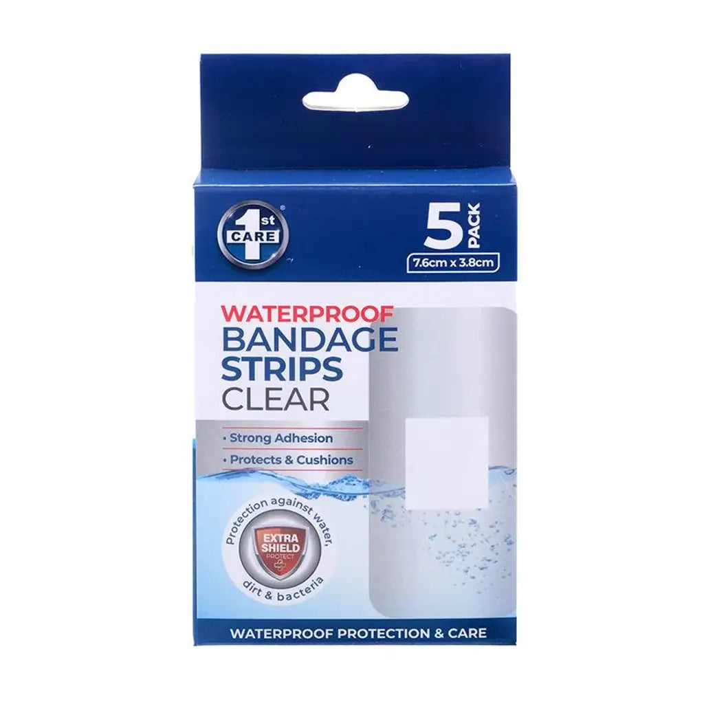 1st Care Bandage Strips Waterproof Clear PE 7.6x3.8cm 5Pk 105960
