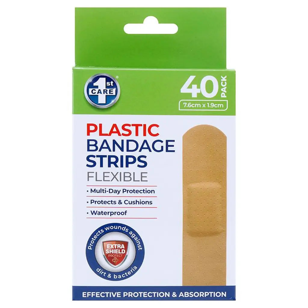 1st Care Bandage Strips Waterproof PE 7.6cmx1.9cm 40Pk 137022