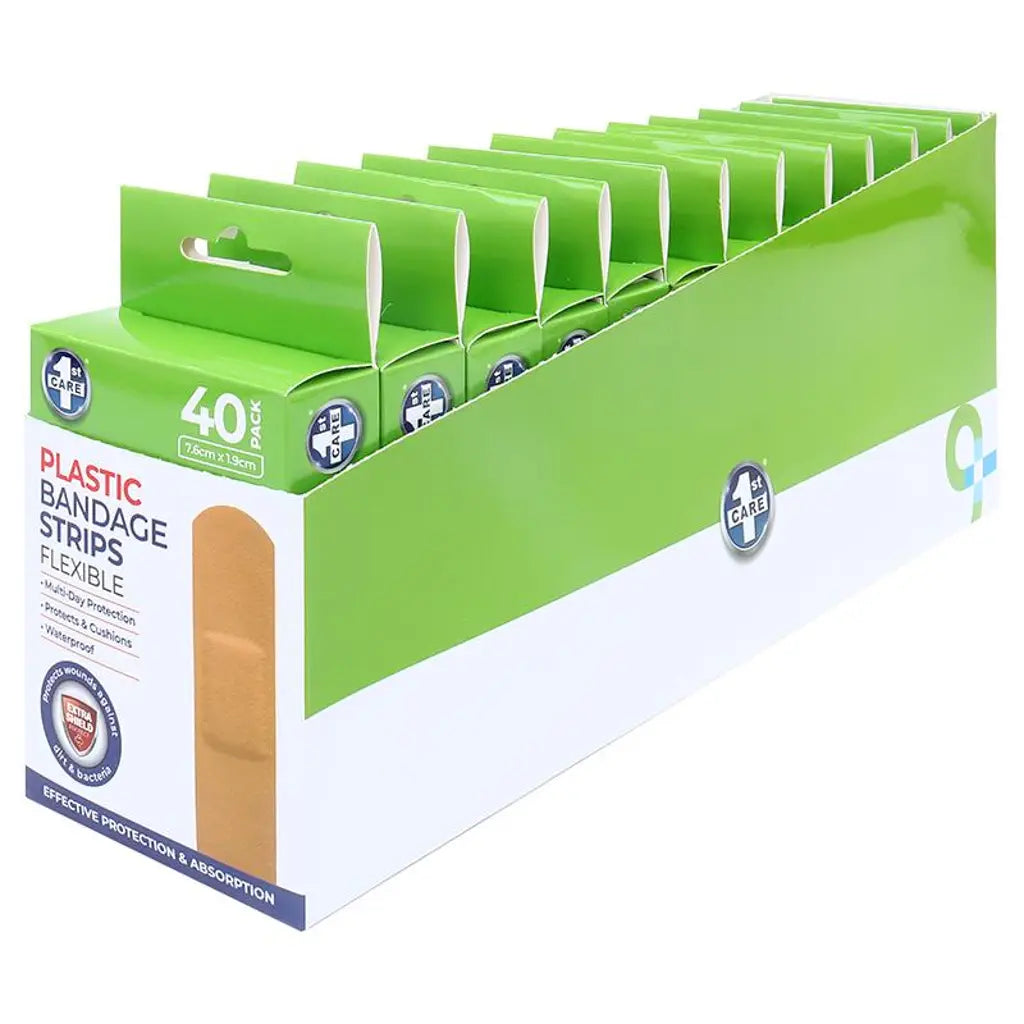 1st Care Bandage Strips Waterproof PE 7.6cmx1.9cm 40Pk 137022