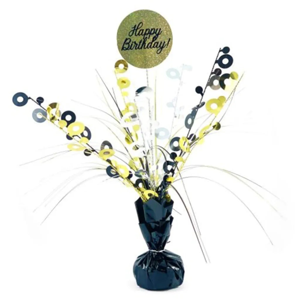 Alpen Decrotex Centrepiece Weight Happy Birthday Black Gold 165g 207372