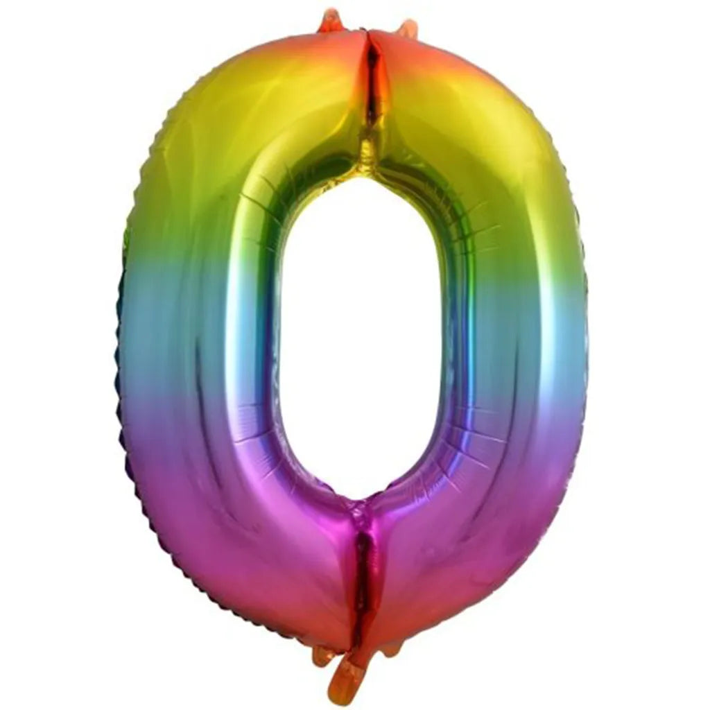 Alpen Decrotex Foil Balloon Number 0 Rainbow 34in 213770