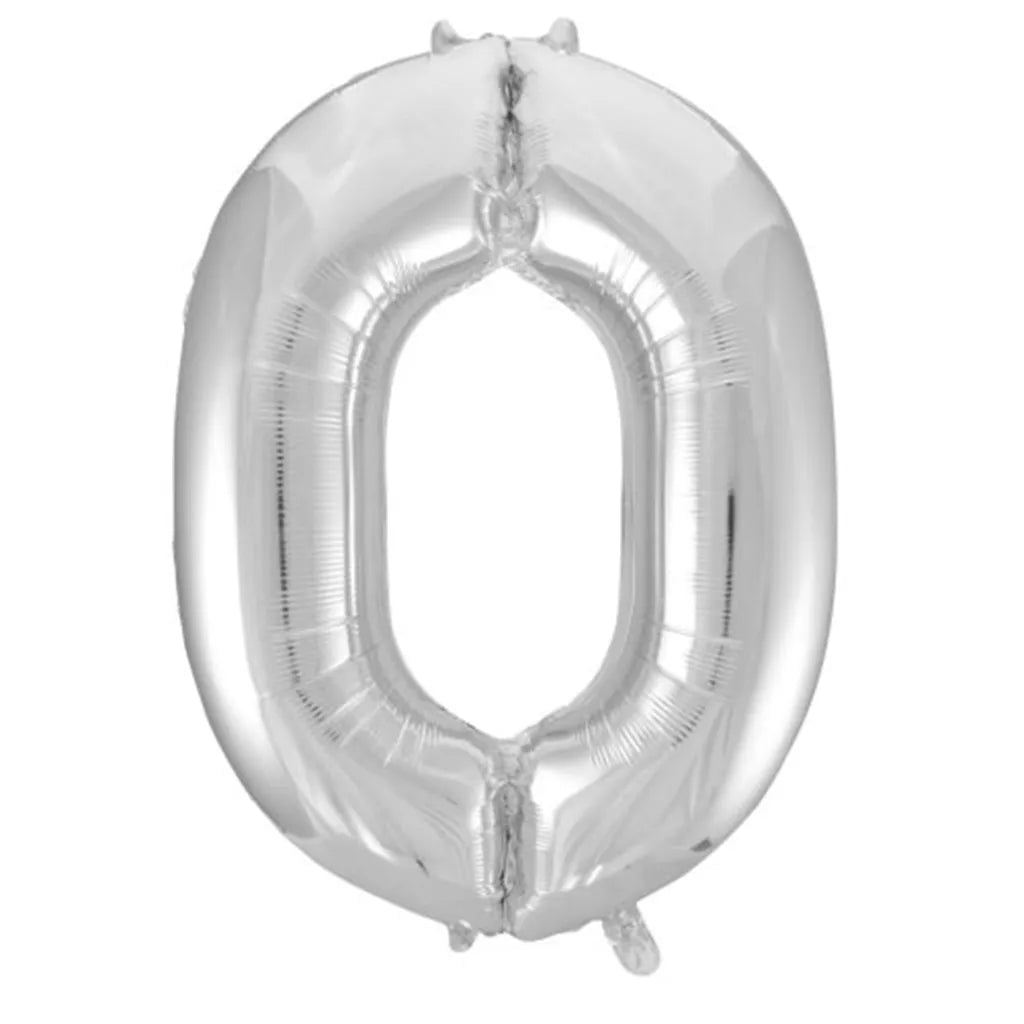 Alpen Decrotex Foil Balloon Number 0 Silver 34in 213700