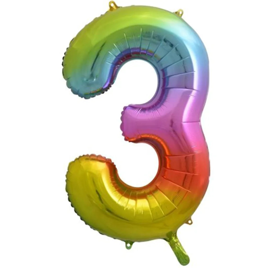 Alpen Decrotex Foil Balloon Number 3 Rainbow 34in 213773
