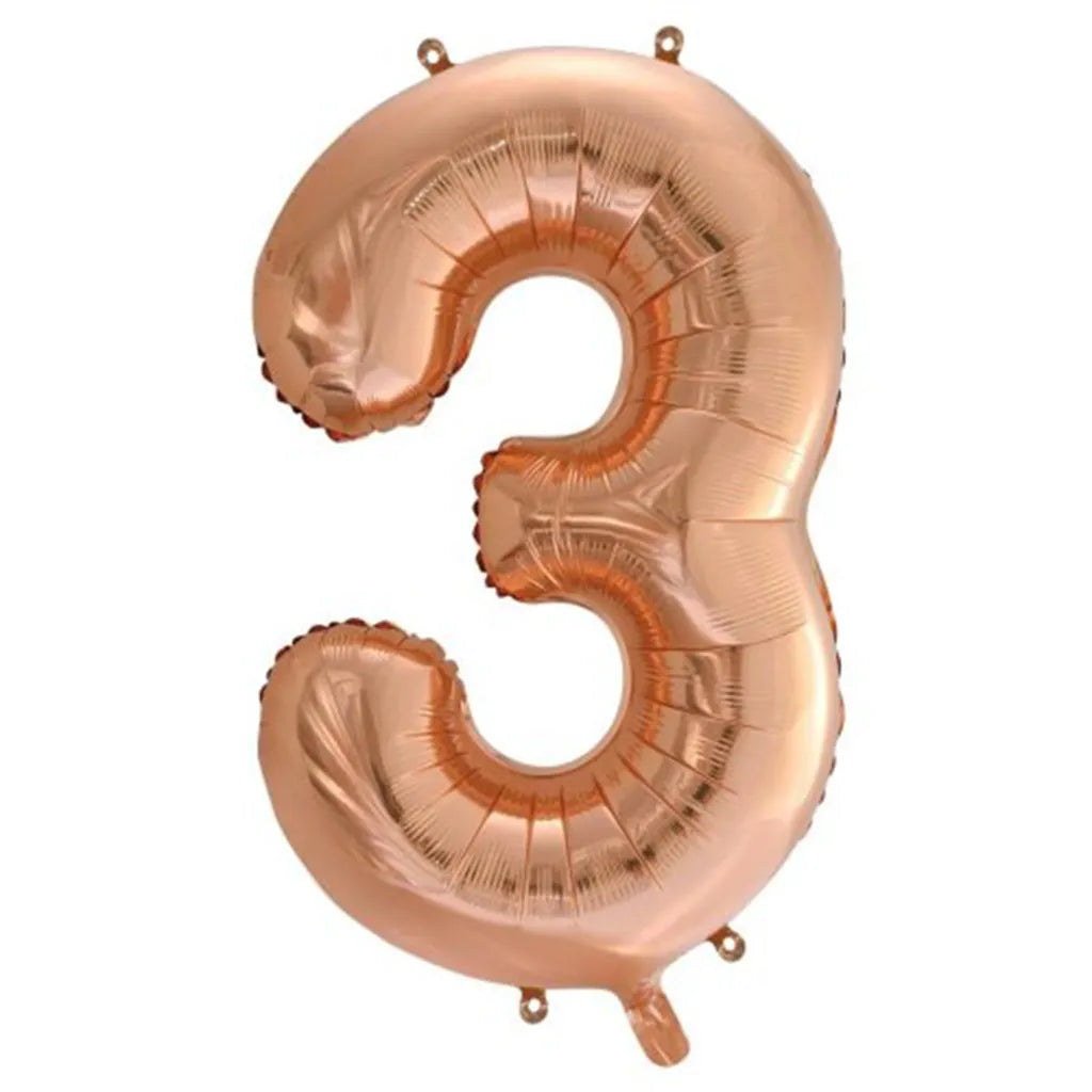 Alpen Decrotex Foil Balloon Number 3 Rose Gold 34in 213743