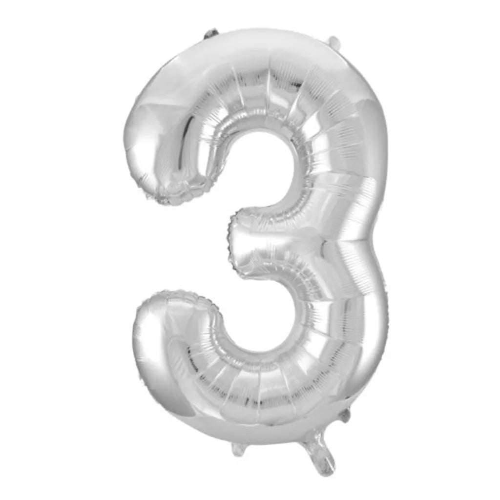 Alpen Decrotex Foil Balloon Number 3 Silver 34in 213703