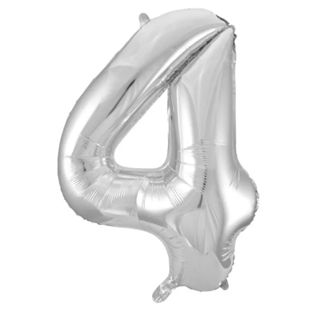 Alpen Decrotex Foil Balloon Number 4 Silver 34in 213704