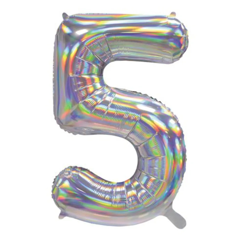 Alpen Decrotex Foil Balloon Number 5 Iridescent Silver 34in 213675
