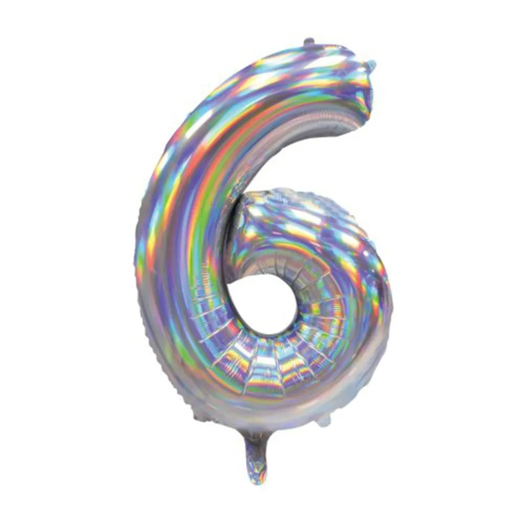 Alpen Decrotex Foil Balloon Number 6 Iridescent Silver 34in 213676
