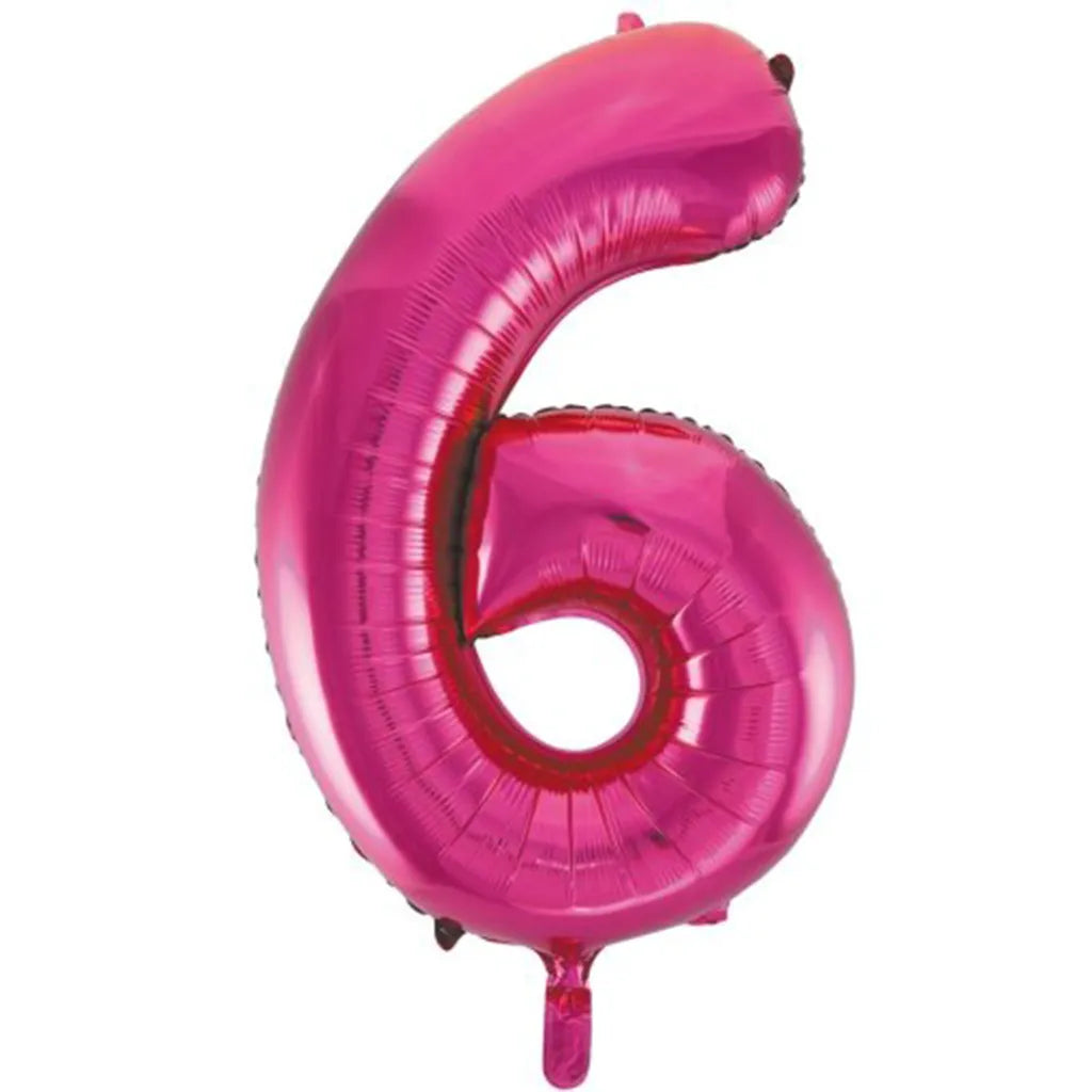 Alpen Decrotex Foil Balloon Number 6 Magenta 34in 213726