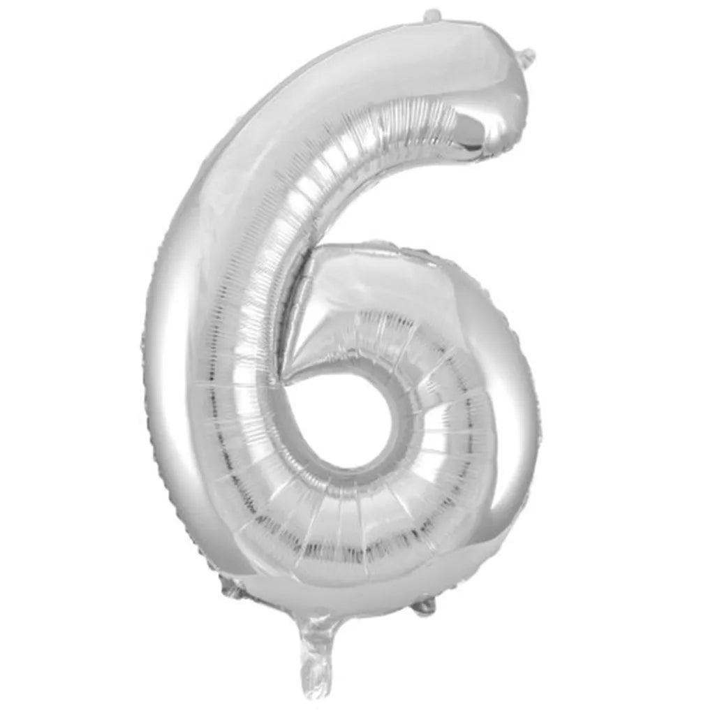 Alpen Decrotex Foil Balloon Number 6 Silver 34in 213706