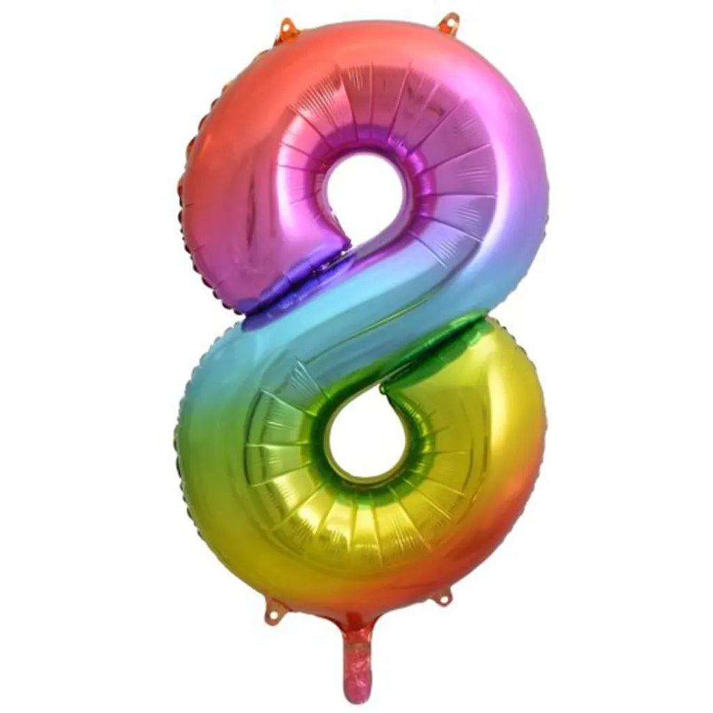 Alpen Decrotex Foil Balloon Number 8 Rainbow 34in 213778
