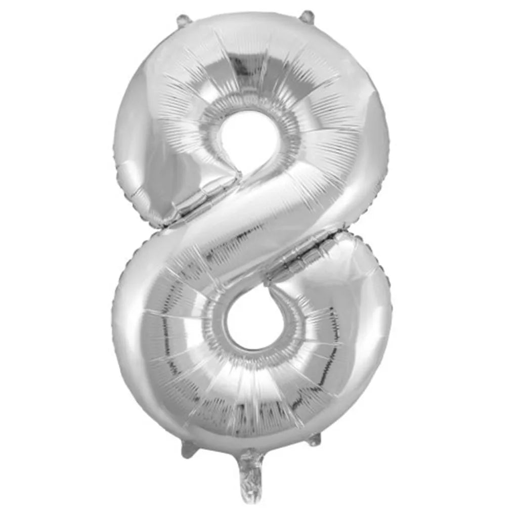 Alpen Decrotex Foil Balloon Number 8 Silver 34in 213708