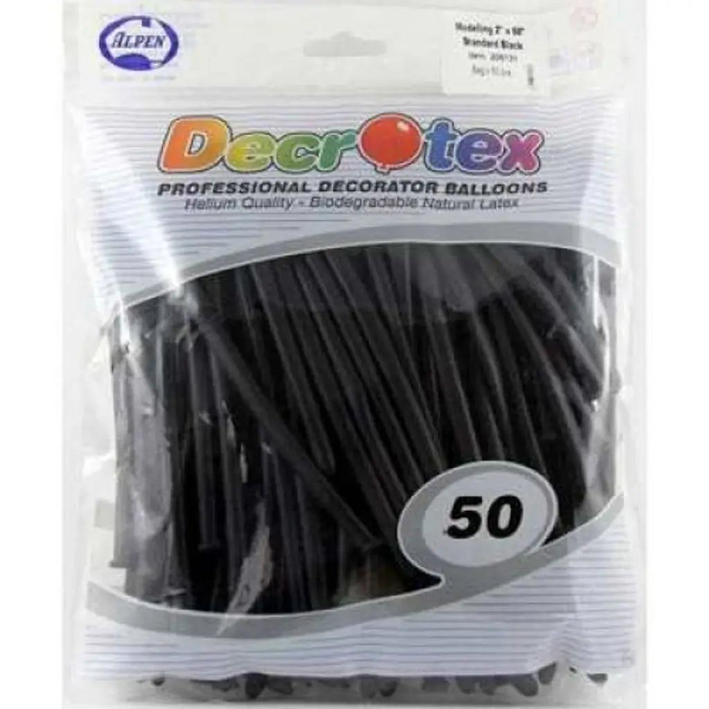 Alpen Decrotex Latex Ballloon Modeller 260 Fashion Black 50Pk 206131