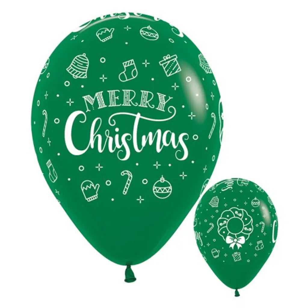 Alpen Decrotex Latex Balloon Merry Christmas Green 50Pk 222397