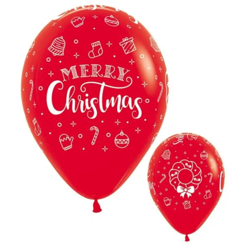 Alpen Decrotex Latex Balloon Merry Christmas Red 50Pk 222396