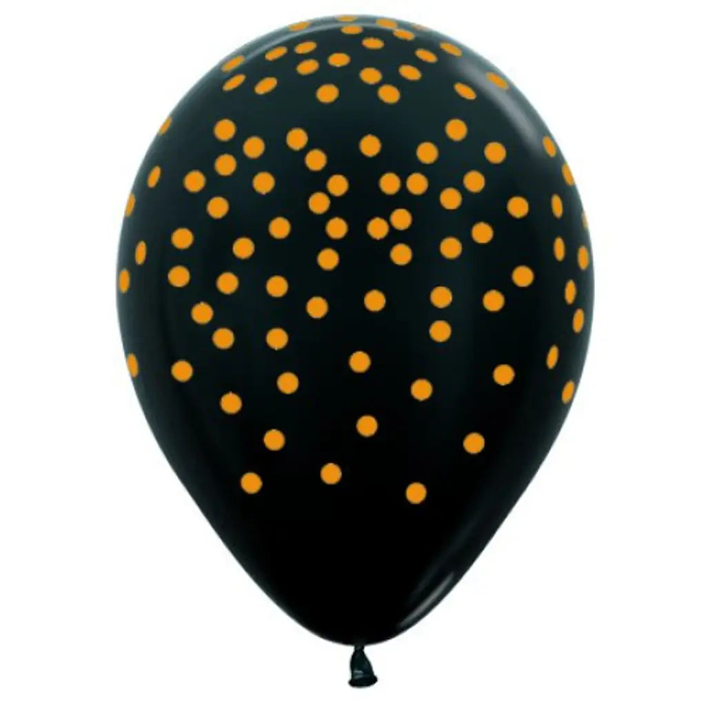 Alpen Decrotex Latex Balloon Metallic Black Gold Confetti 30cm 50Pk 222190