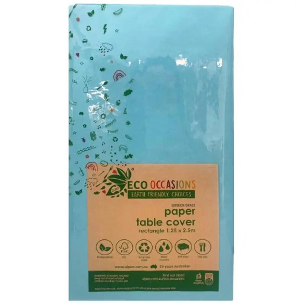 Alpen Eco Occasions Paper Table Cover Rectangle Light Blue 125x250cm 401314