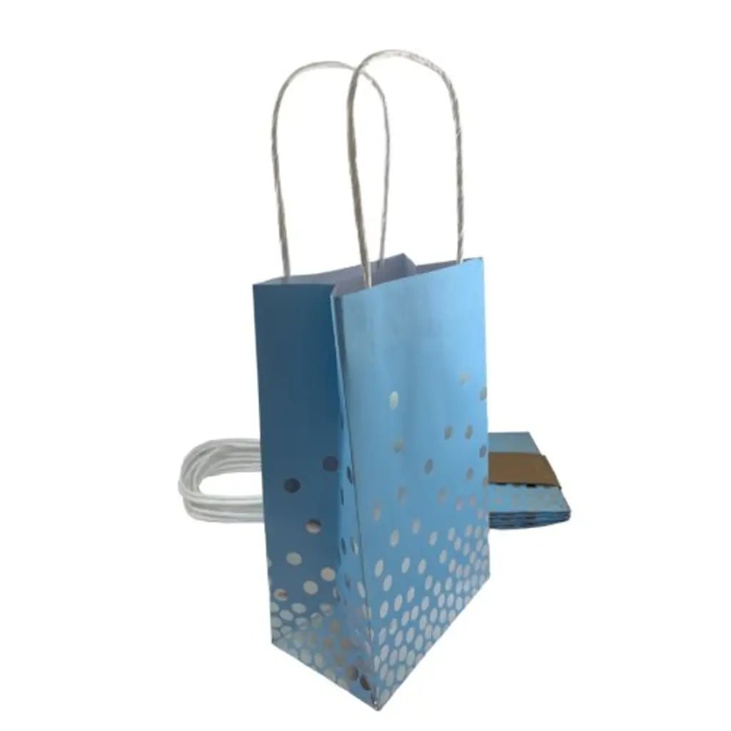Alpen Eco Occasions Party Bags Blue With Silver Dots 215x130x80mm 5Pk 465863