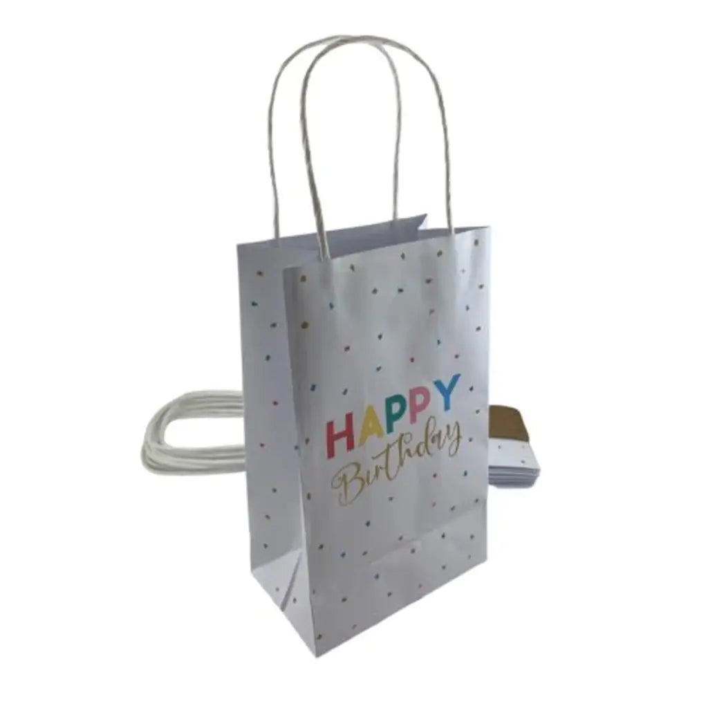 Alpen Eco Occasions Party Bags Happy Birthday Colourful Dots 215x130x80mm 5Pk 465860
