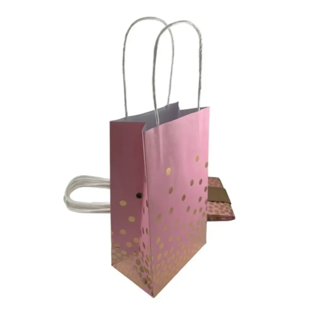 Alpen Eco Occasions Party Bags Pink With Gold Dots 215x130x80mm 5Pk 465862