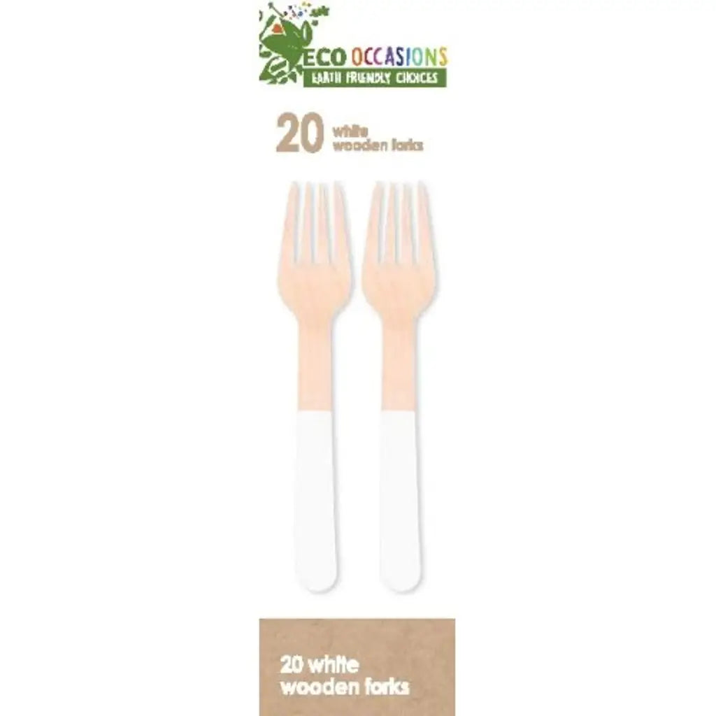 Alpen Eco Occasions Wooden Forks White 20Pk 401171