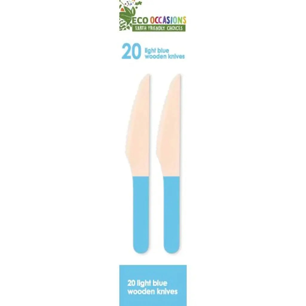 Alpen Eco Occasions Wooden Knives Light Blue 20Pk 401144