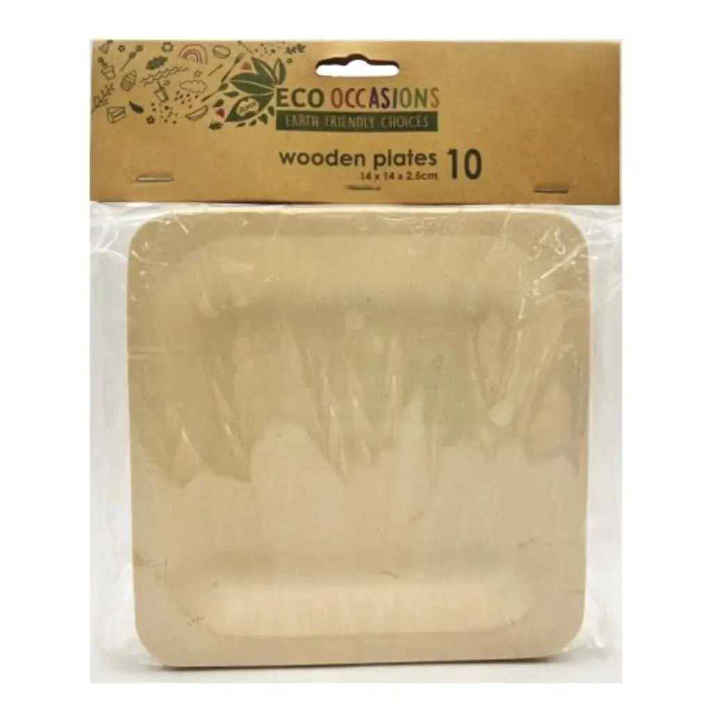 Alpen Eco Occasions Wooden Plates 140x140x25mm 10Pk 460590
