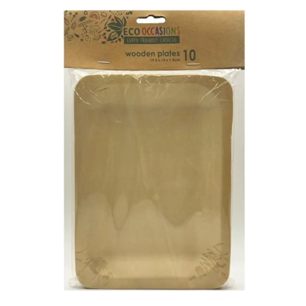 Alpen Eco Occasions Wooden Plates 195x140x18mm 10Pk 460591
