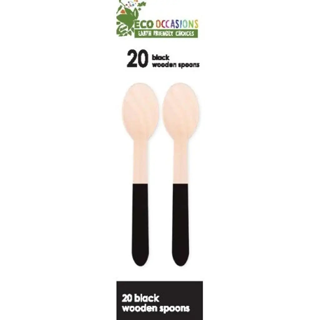 Alpen Eco Occasions Wooden Spoons Black 20Pk 401190