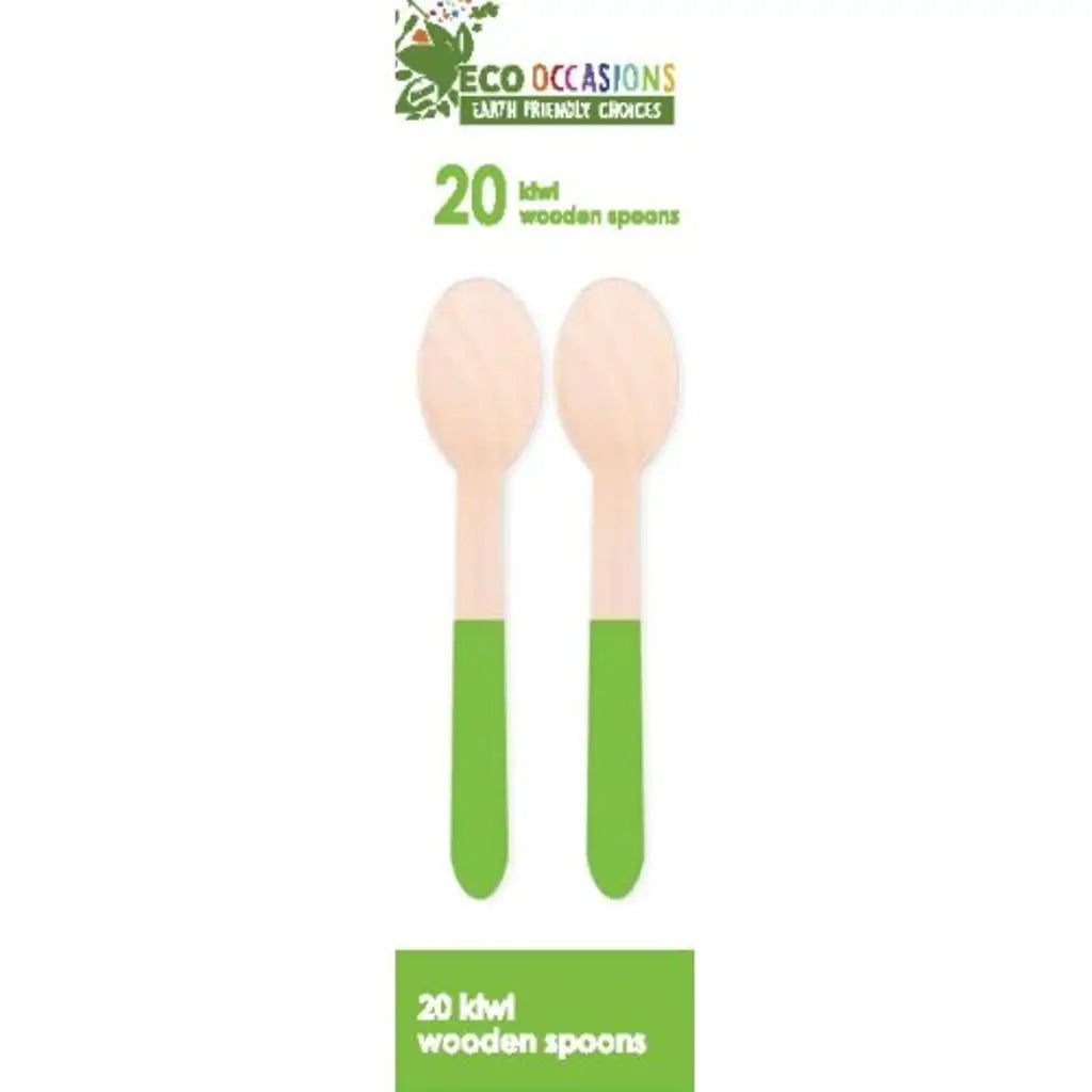 Alpen Eco Occasions Wooden Spoons Kiwi 20Pk 401186