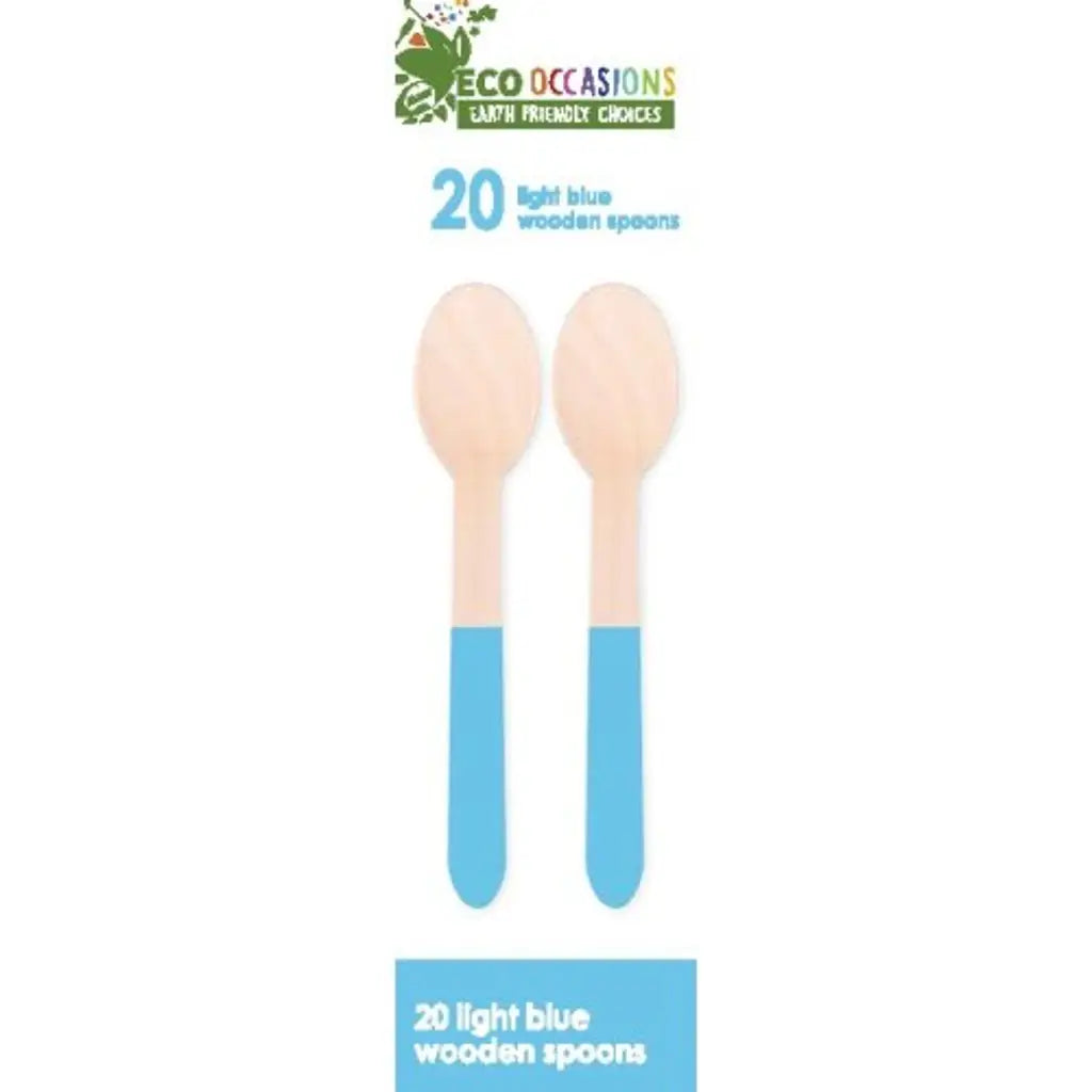 Alpen Eco Occasions Wooden Spoons Light Blue 20Pk 401184