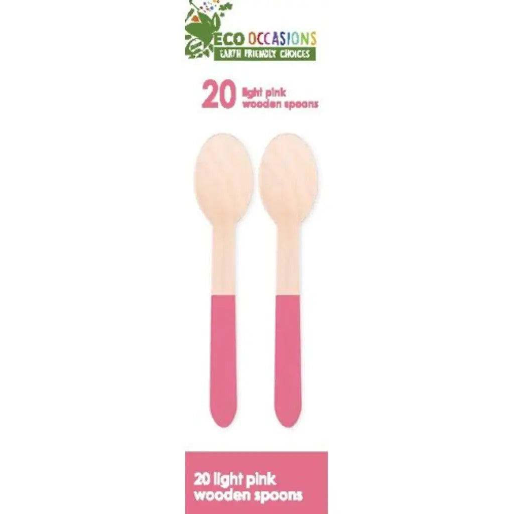 Alpen Eco Occasions Wooden Spoons Light Pink 20Pk 401183