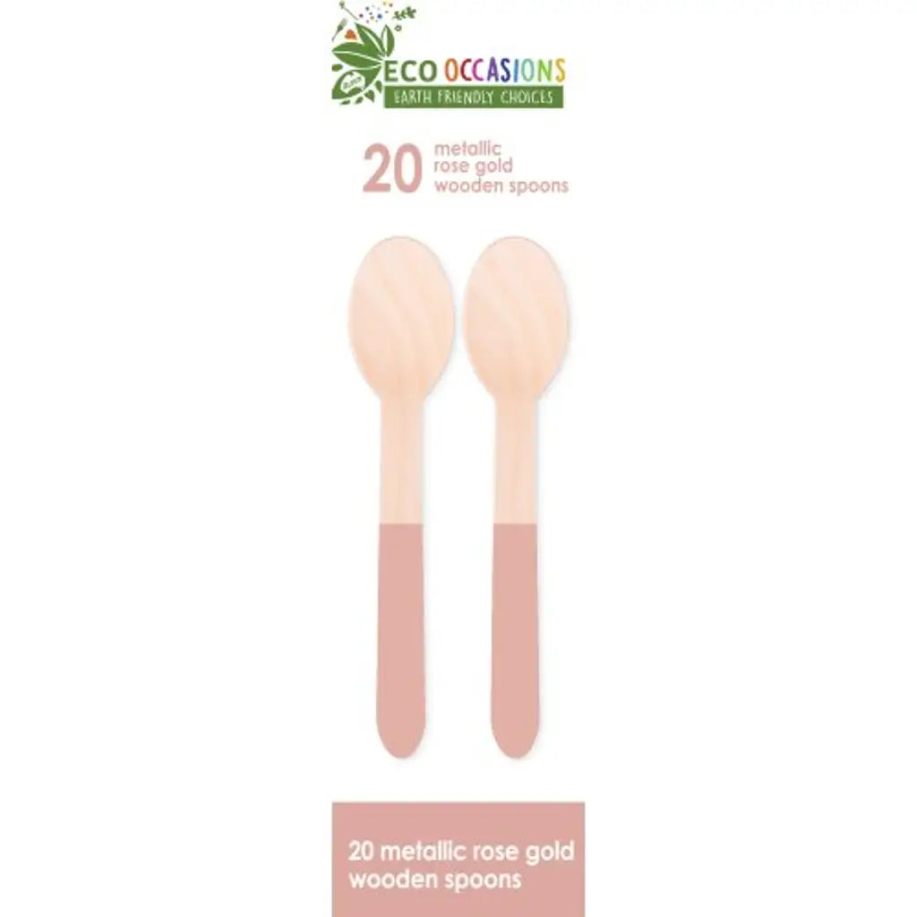 Alpen Eco Occasions Wooden Spoons Metallic Rosegold 20Pk 401180