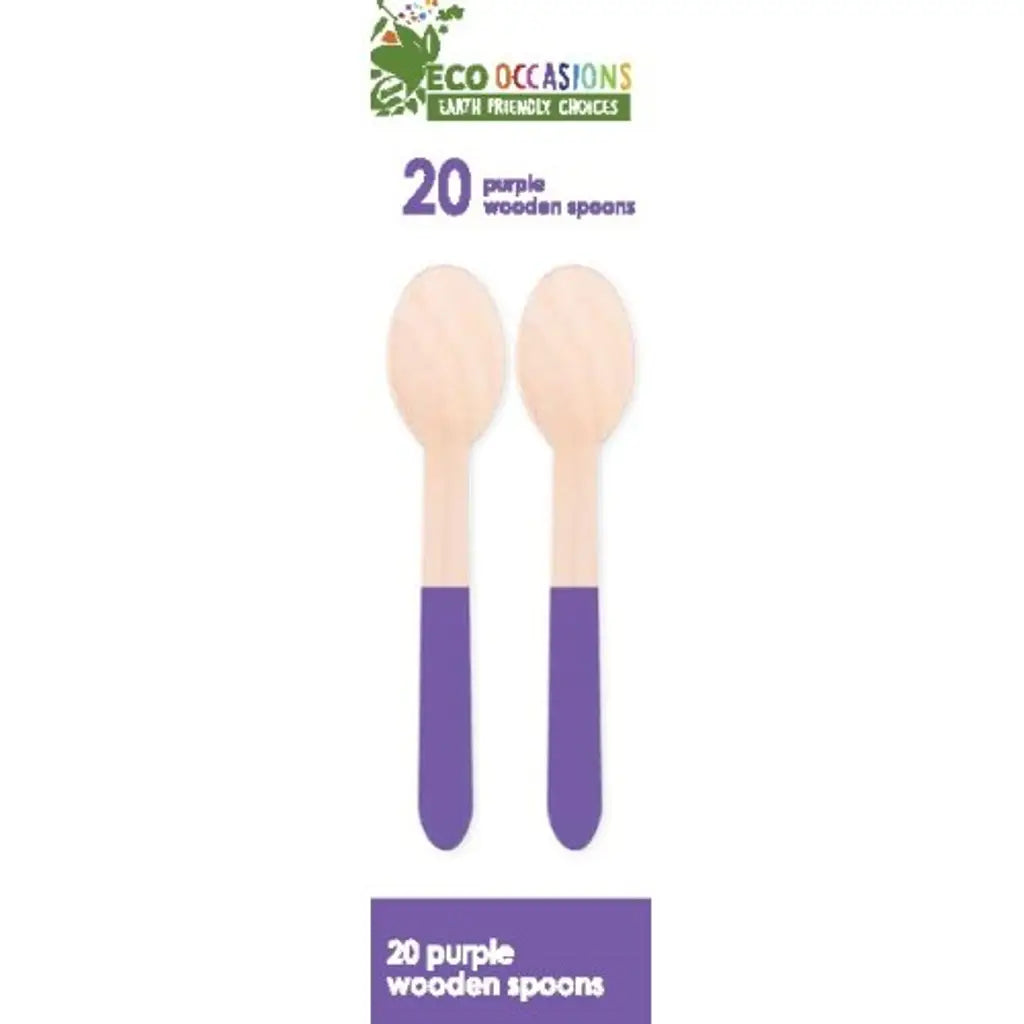 Alpen Eco Occasions Wooden Spoons Purple 20Pk 401187