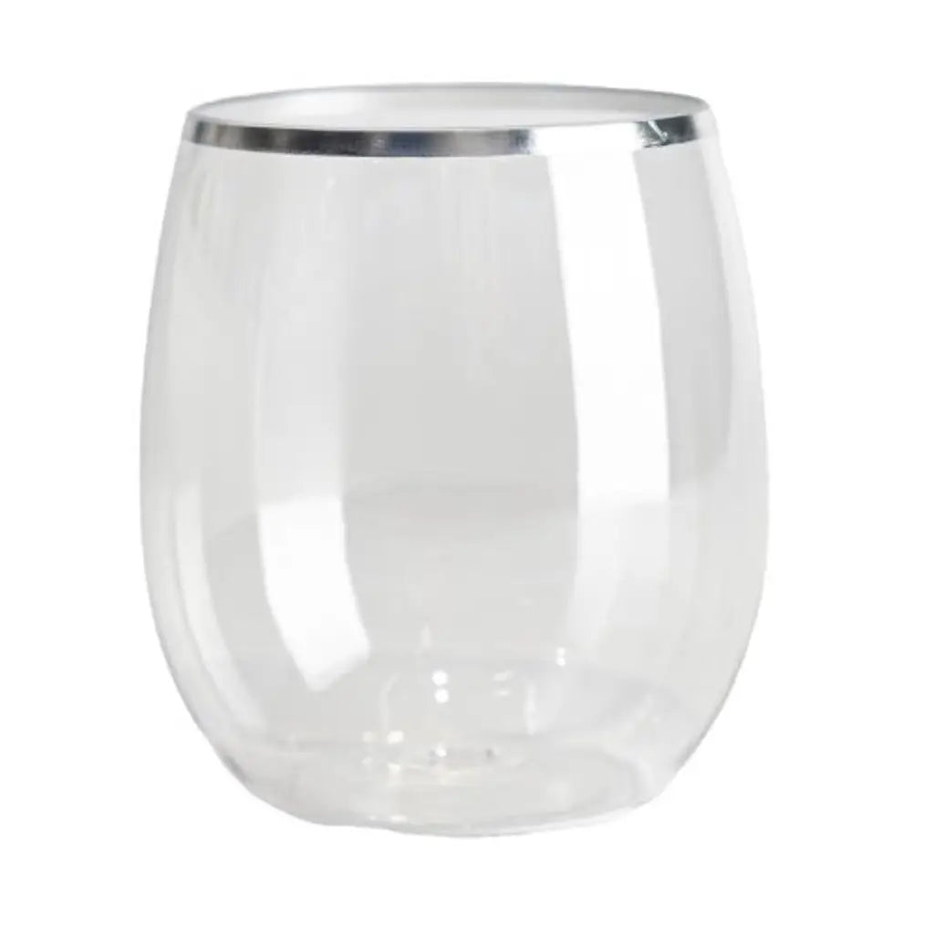 Alpen Occasion Stemless Wine Glasses Silver Trim 350ml 6Pk 378515