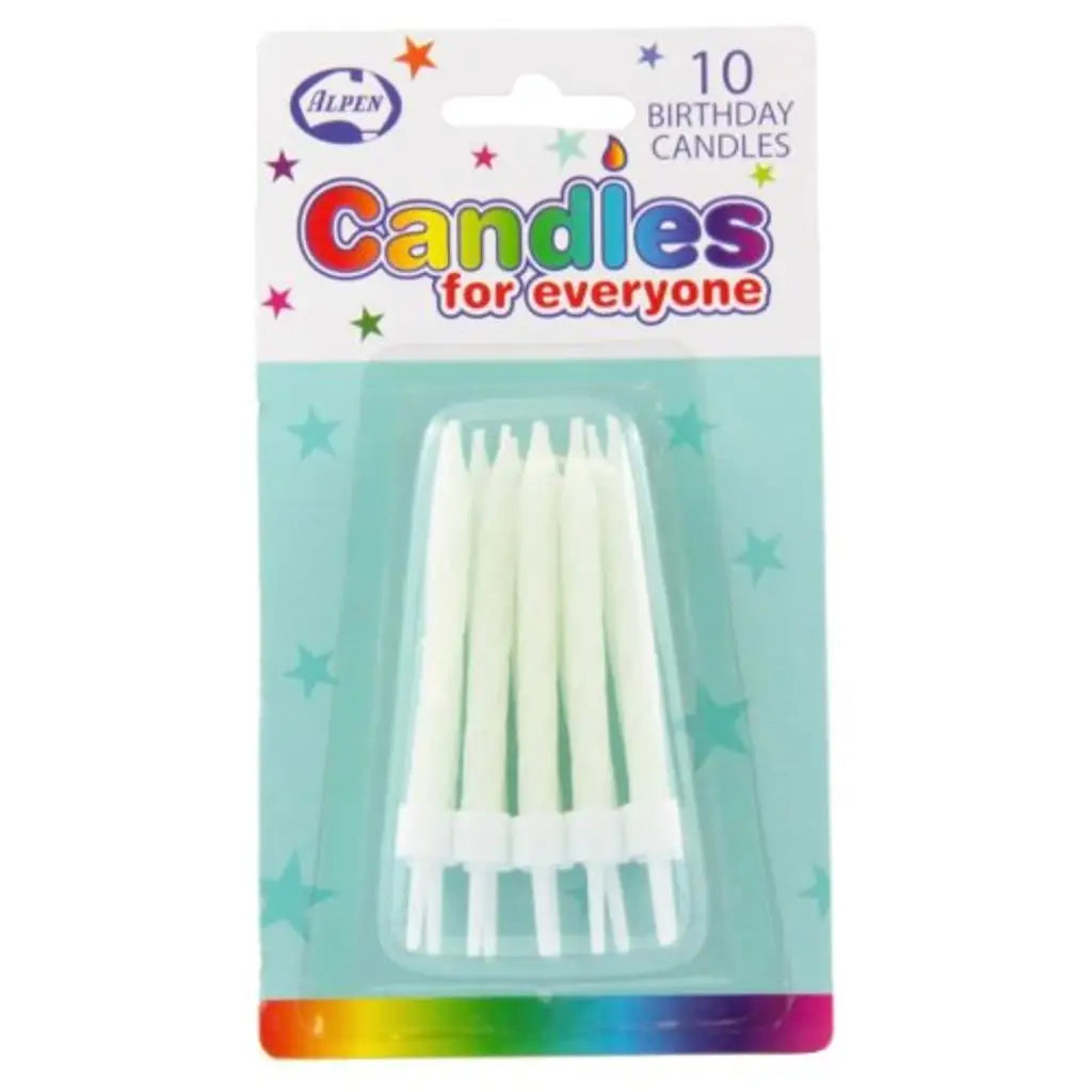Alpen Occasions Birthday Candles Glow In The Dark With Holders 10Pk 431135