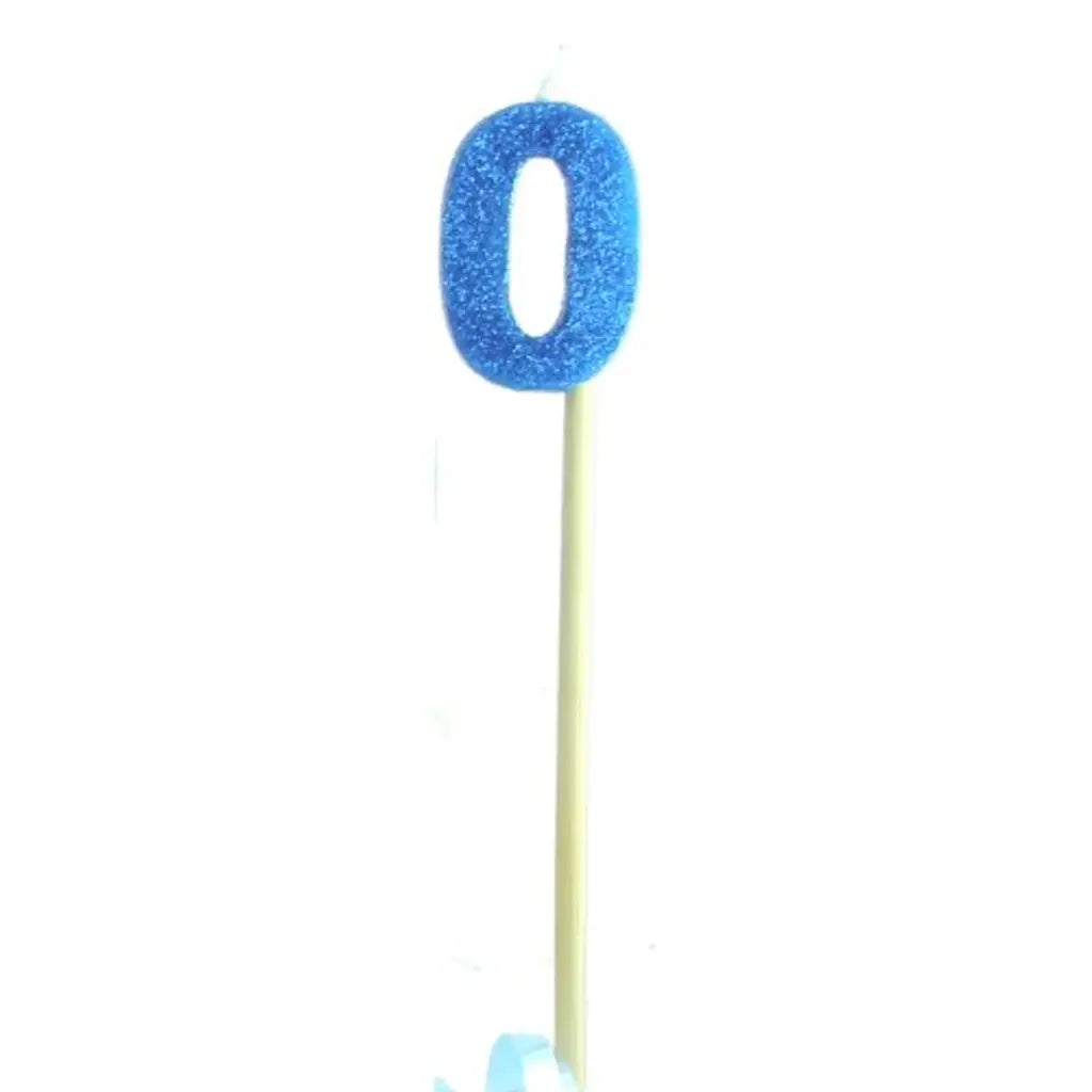 Alpen Occasions Birthday Candles Number 0 Long Stick Glitter Blue 447700