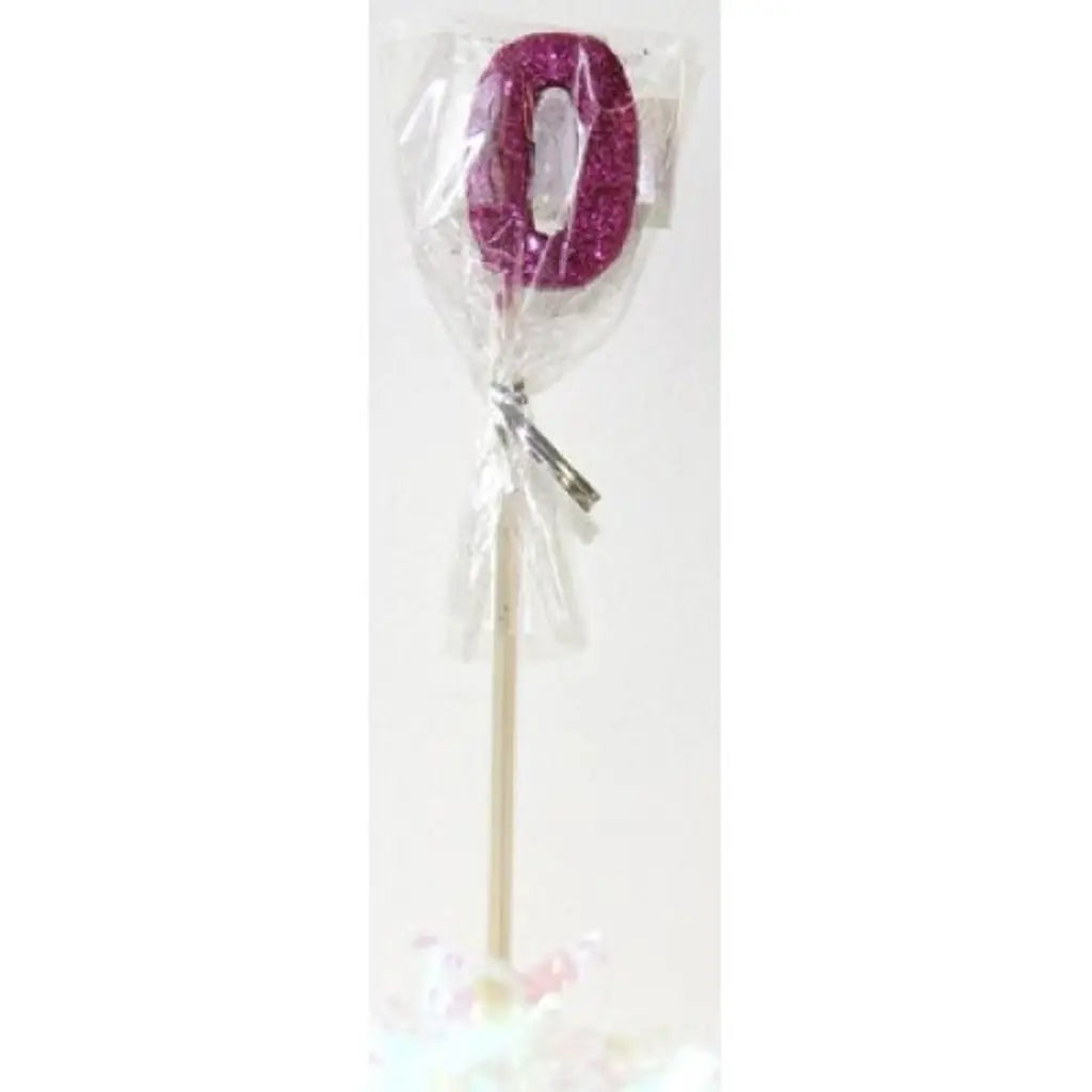 Alpen Occasions Birthday Candles Number 0 Long Stick Glitter Pink 447500