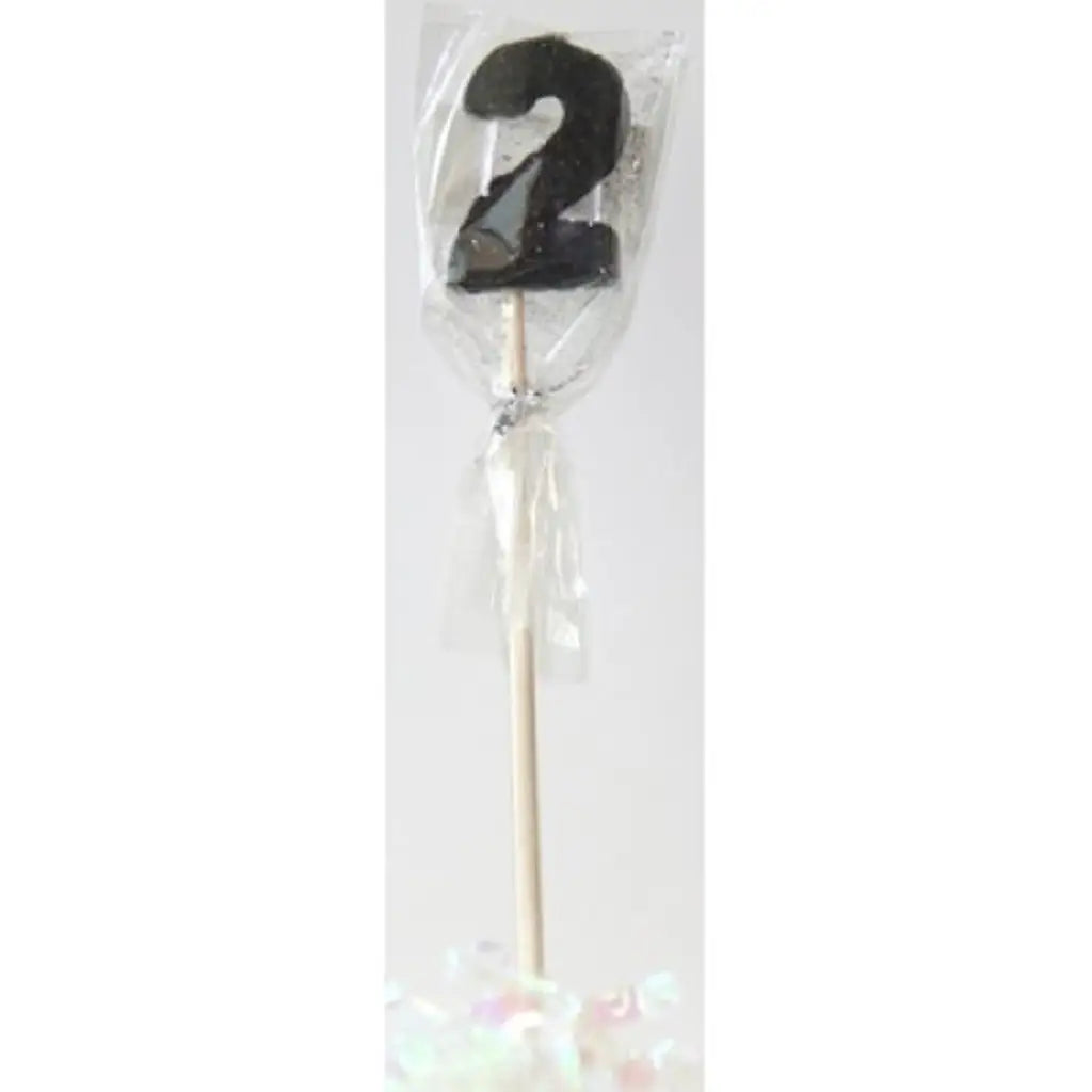 Alpen Occasions Birthday Candles Number 2 Long Stick Glitter Black 447402