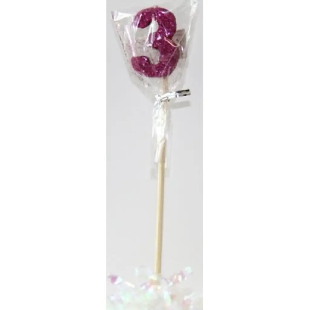 Alpen Occasions Birthday Candles Number 3 Long Stick Glitter Pink 447503