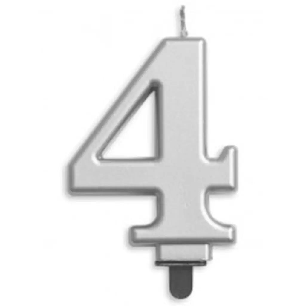 Alpen Occasions Birthday Candles Number 4 Jumbo Silver 431254