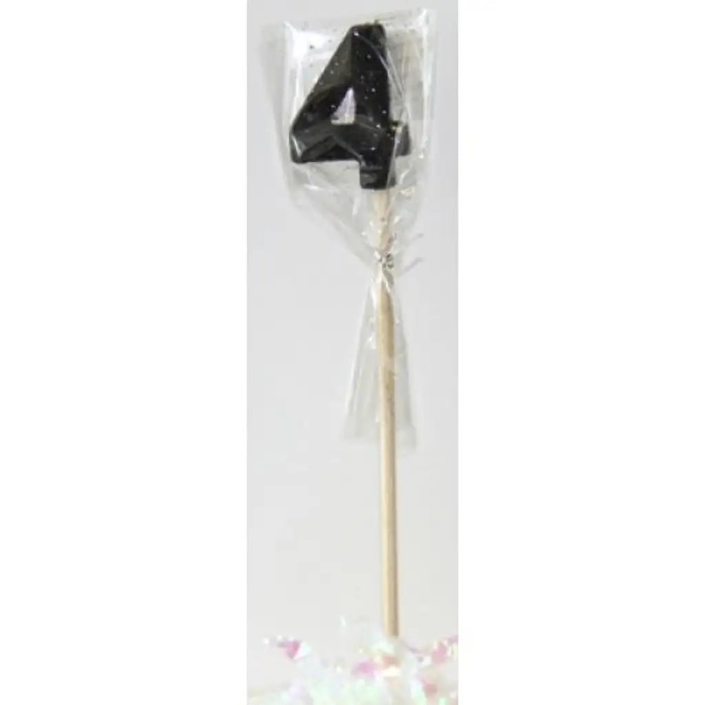 Alpen Occasions Birthday Candles Number 4 Long Stick Glitter Black 447404