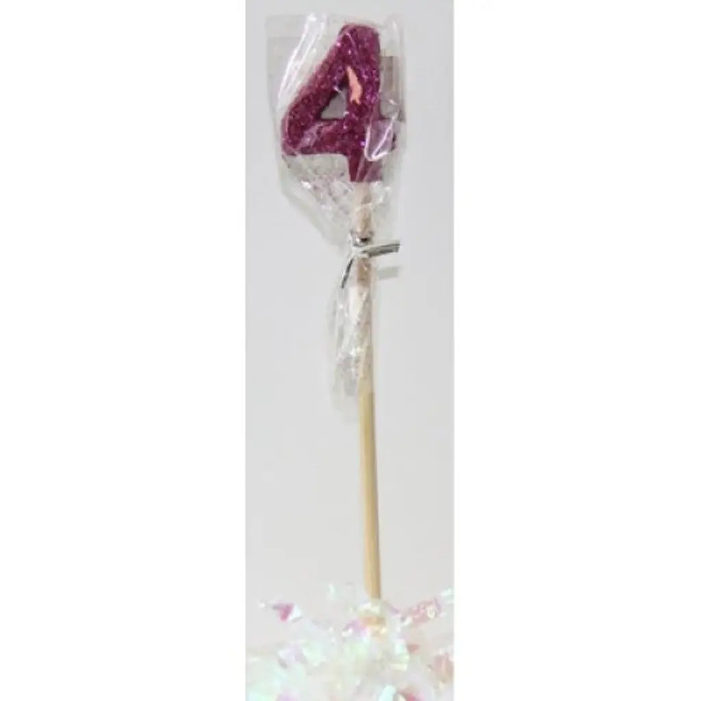 Alpen Occasions Birthday Candles Number 4 Long Stick Glitter Pink 447504