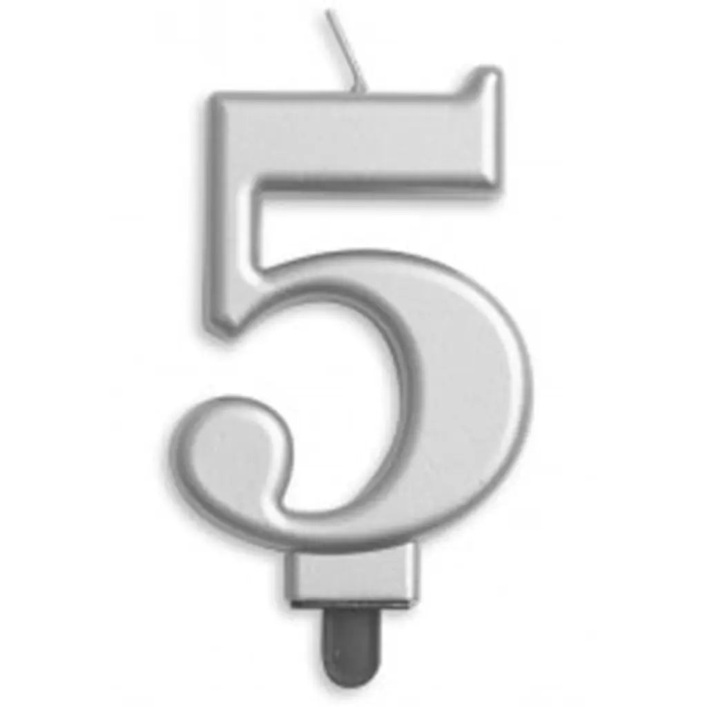 Alpen Occasions Birthday Candles Number 5 Jumbo Silver 431255