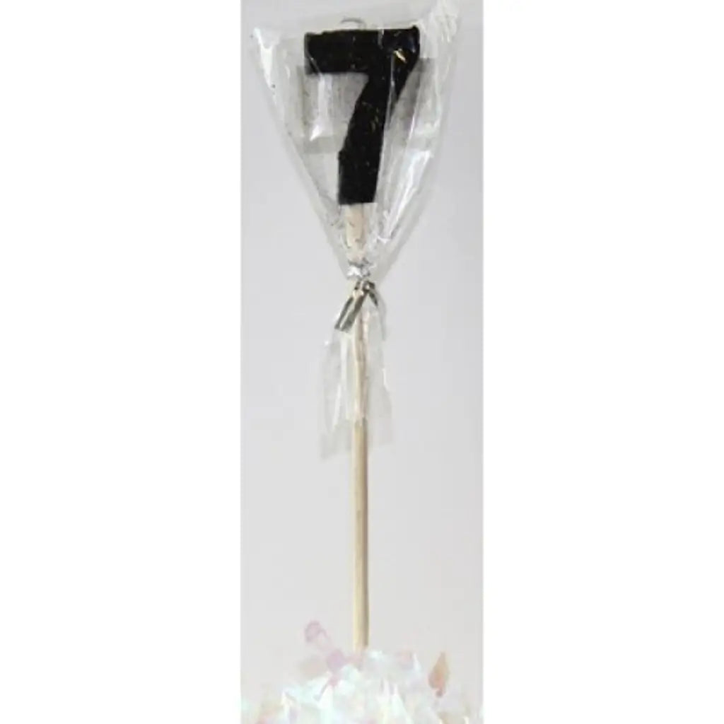 Alpen Occasions Birthday Candles Number 7 Long Stick Glitter Black 447407