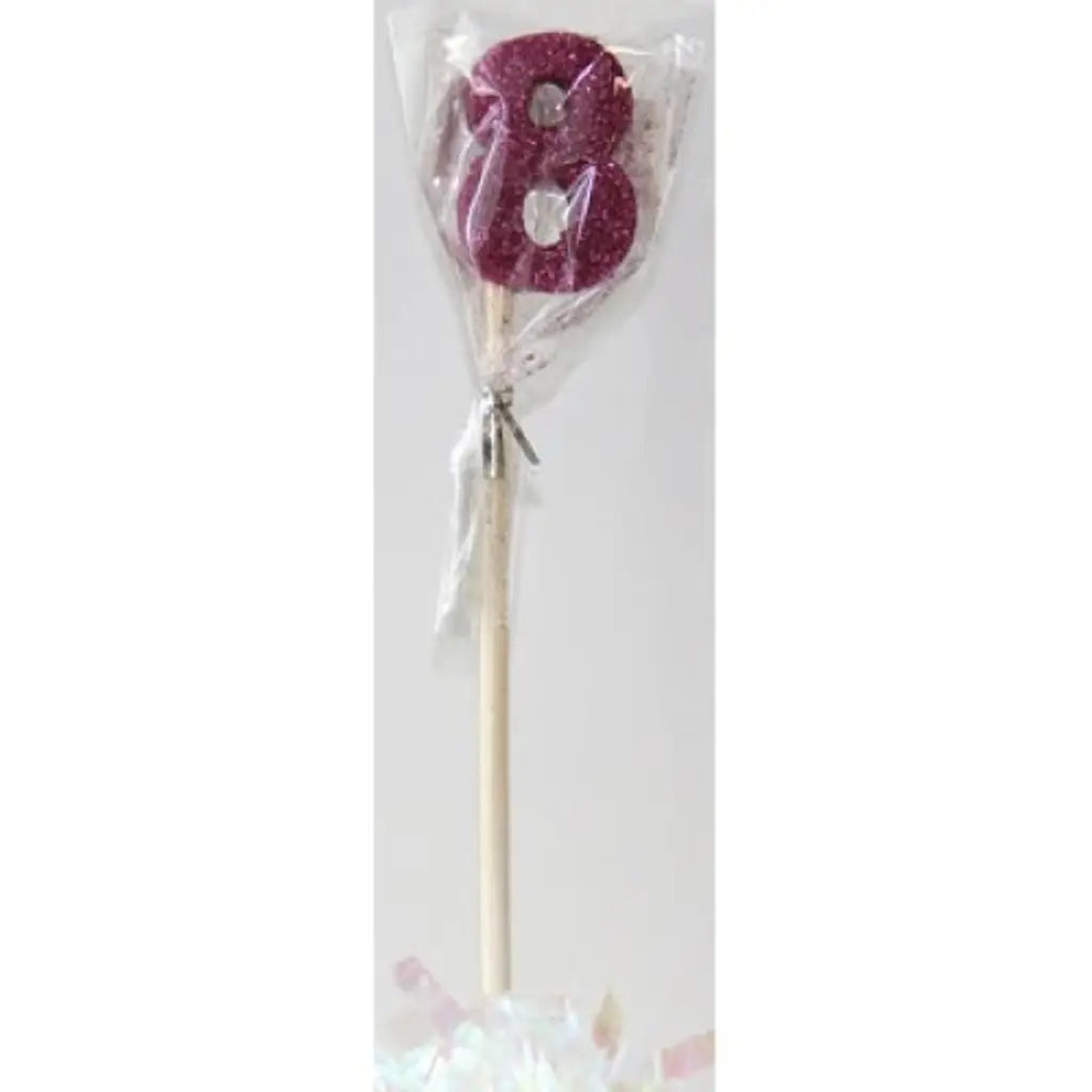 Alpen Occasions Birthday Candles Number 8 Long Stick Glitter Pink 447508