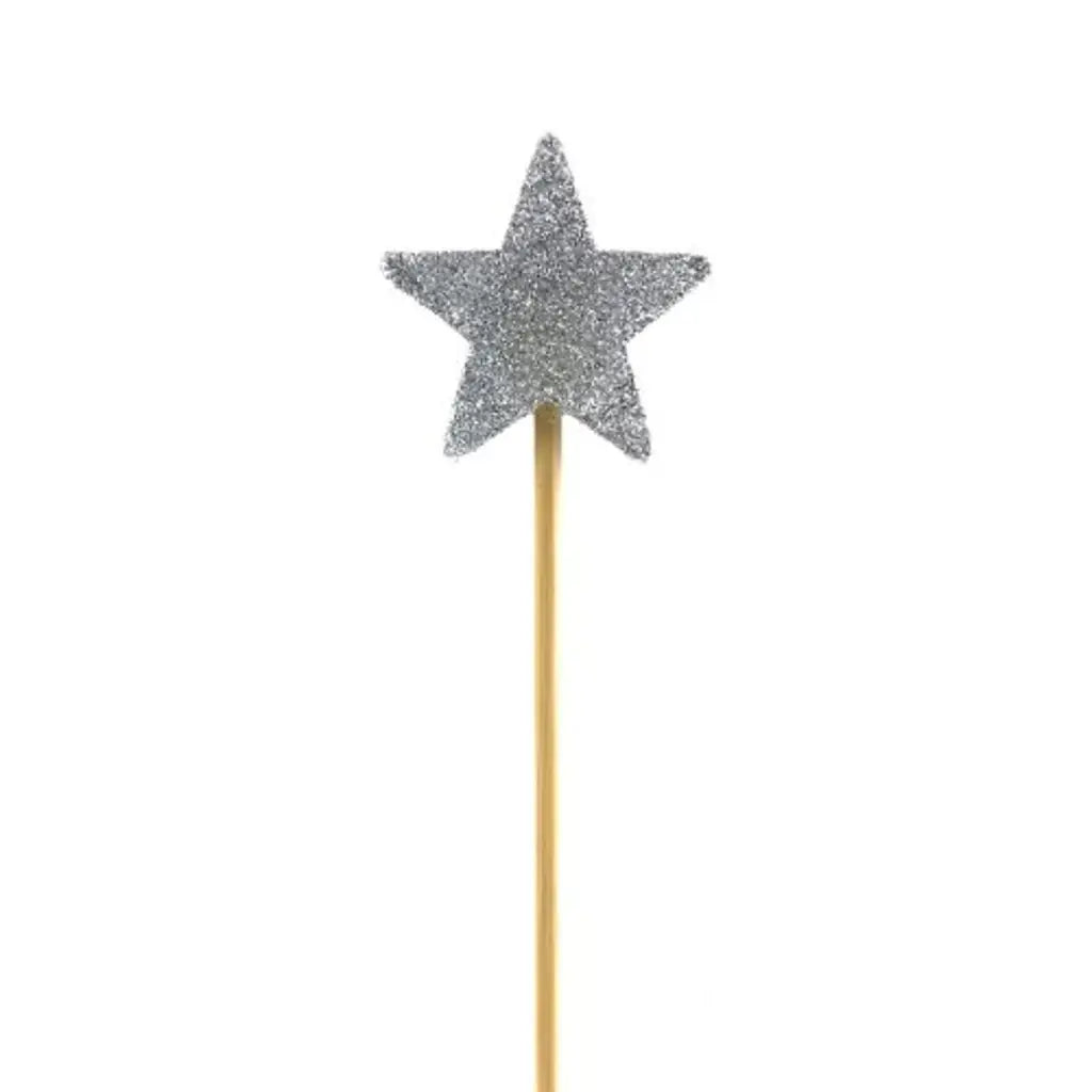 Alpen Occasions Birthday Candles Star Long Stick Glitter Silver 447250