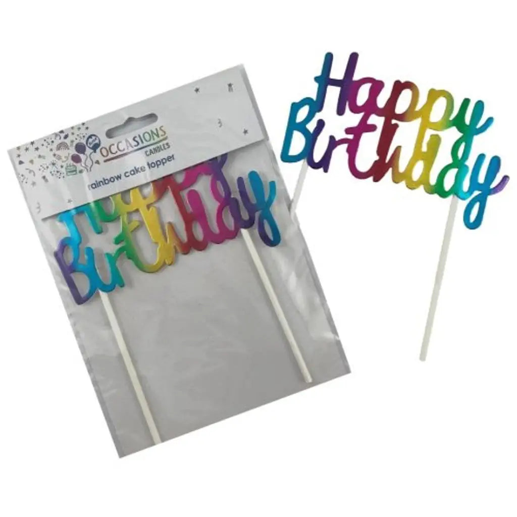 Alpen Occasions Cake Topper Happy Birthday Metallic Rainbow 443005