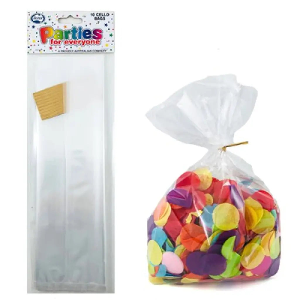 Alpen Occasions Clear Cello Bags With Twist Tie 130x280x75mm 10Pk 107705