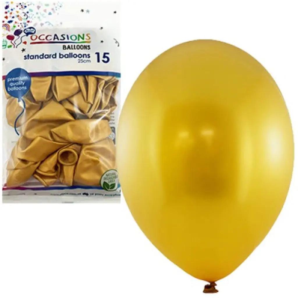Alpen Occasions Latex Balloon Gold 25cm 15Pk 203452